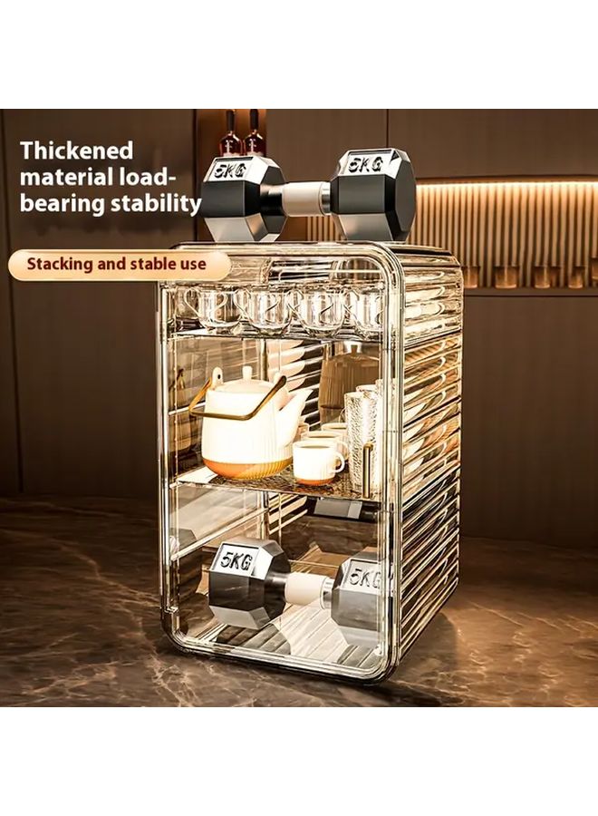 Two Layers Transparent White Cup Storage Rack Holder For Coffee Mug Tea Set - Image 3